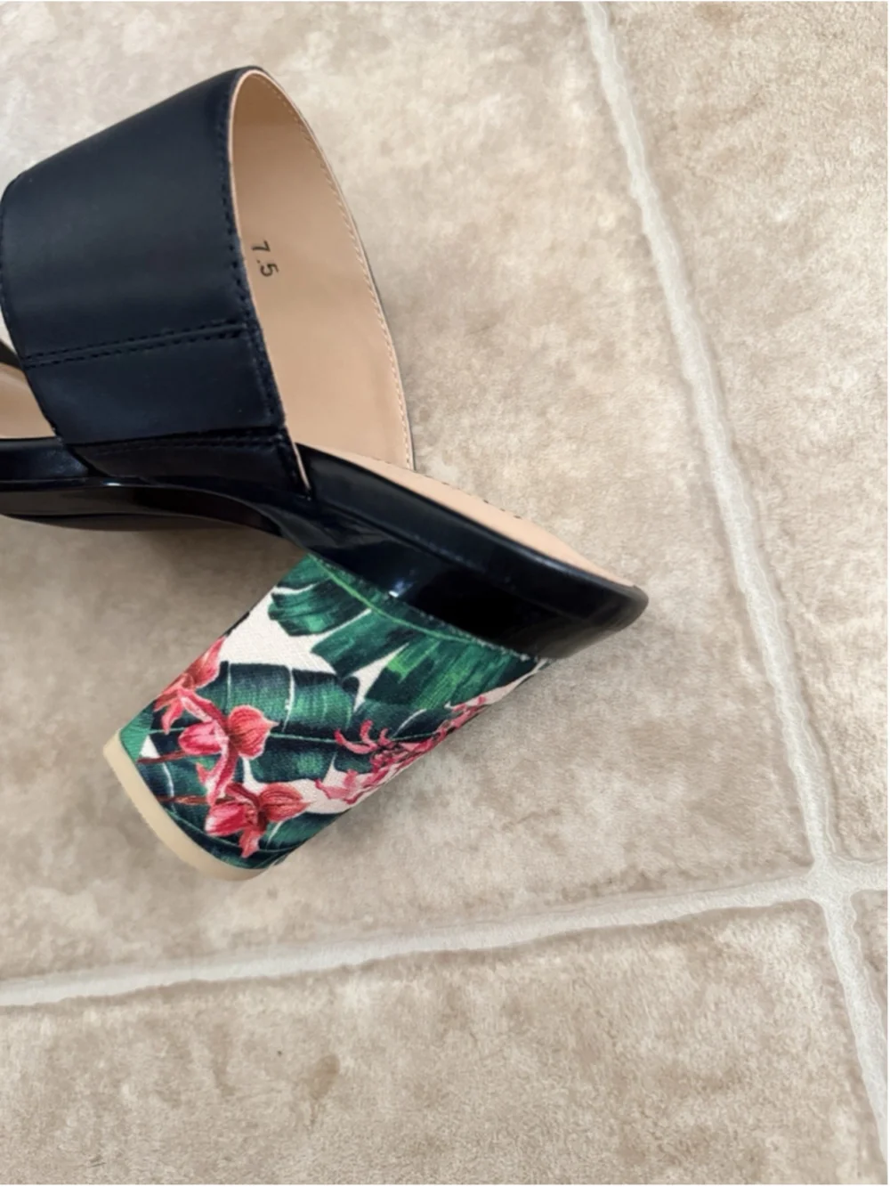 Pashion Footwear Tropical Print 4 inch Heel Block size 5-6.5